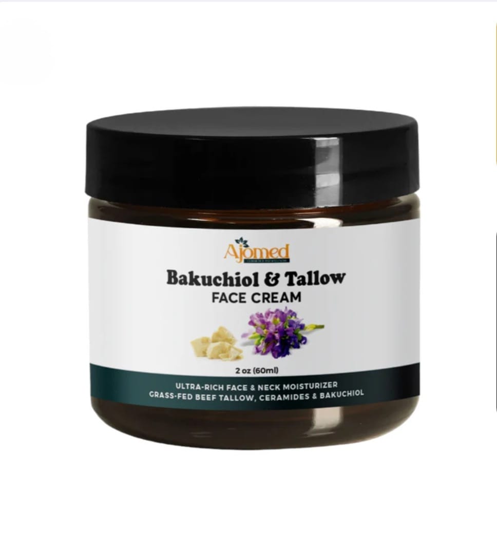 Beef tallow face cream with 2% Bakuchiol oil face moisturizer- Handmade natural retinol 2oz