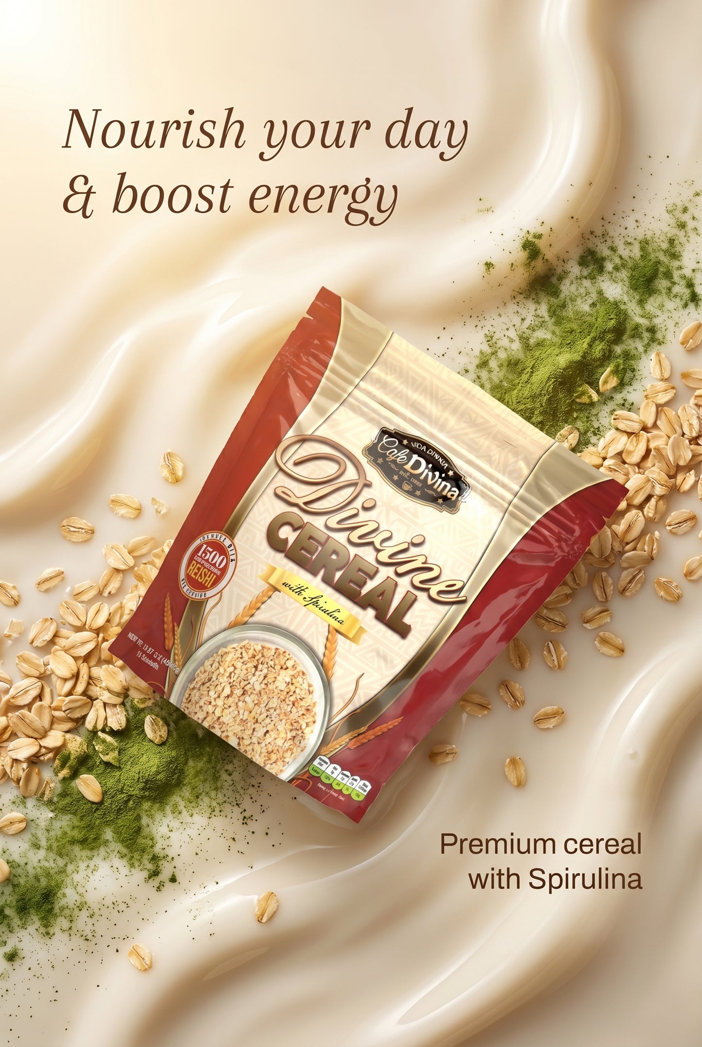 VIDA DIVINA DIVINE CEREAL avec spiruline Net Wt 30g/Sachet