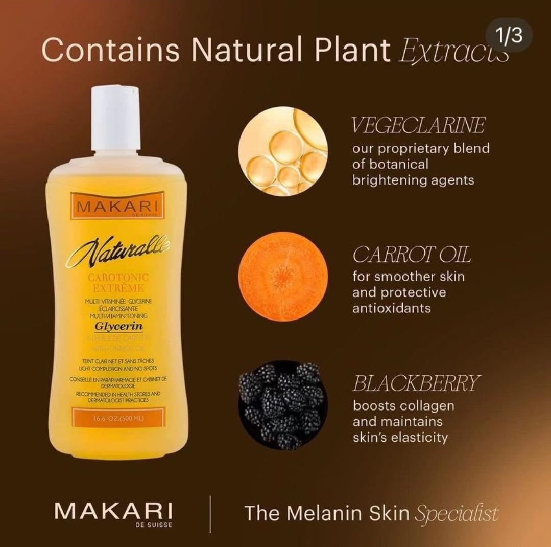 Makari Naturalle Carotonic Extreme BODY GLYCERIN 16.6 Oz – Moisturizes Brightens 2 Pcs Gift Set