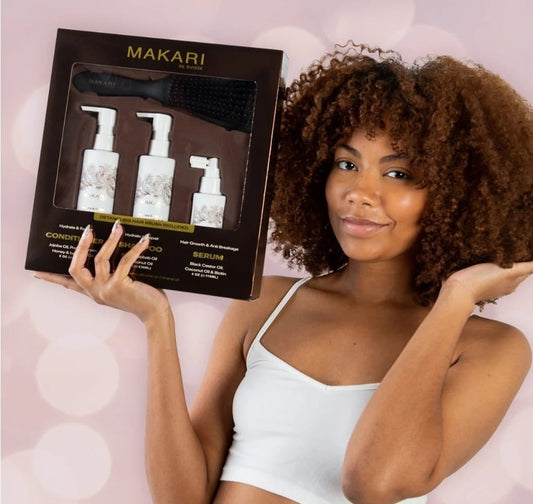 Makari Hair Set Including Shampoo + Conditioner + Serum + Hair Brush