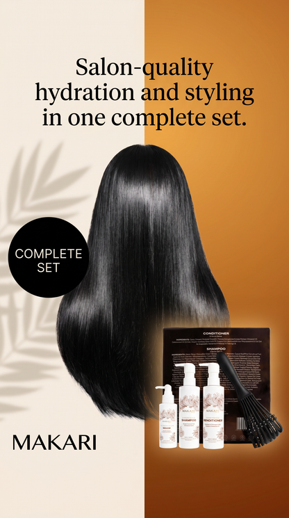 Makari Hair Set Including Shampoo + Conditioner + Serum + Hair Brush