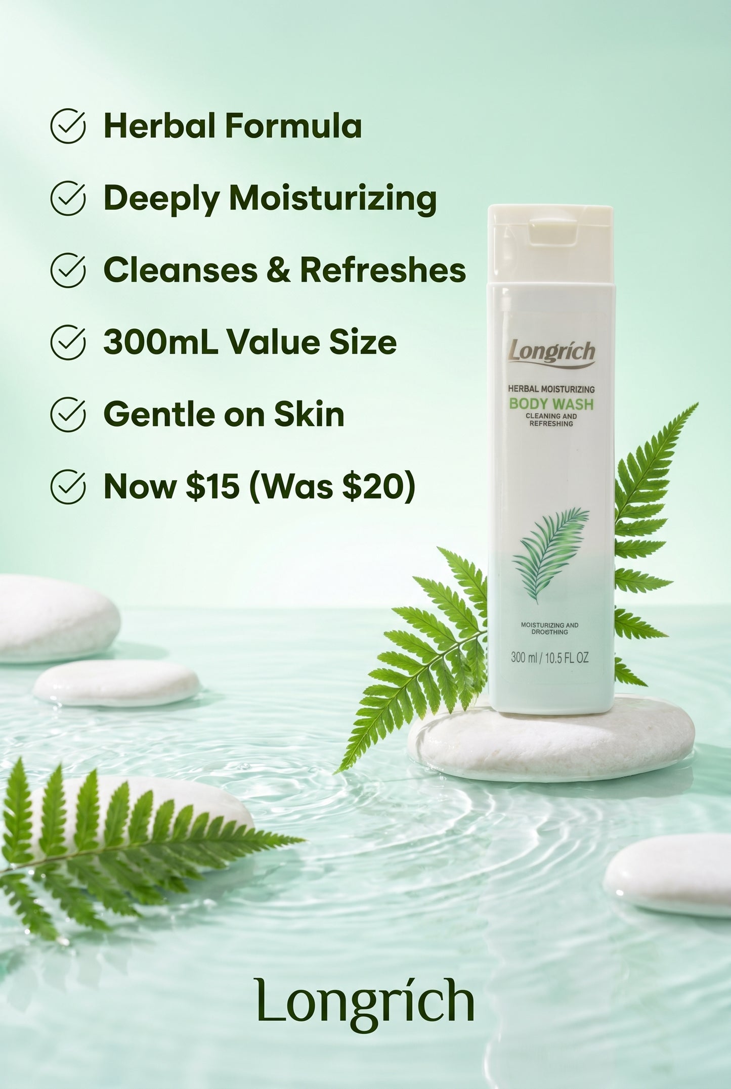 Gel douche aux herbes Longrich (300 ml)