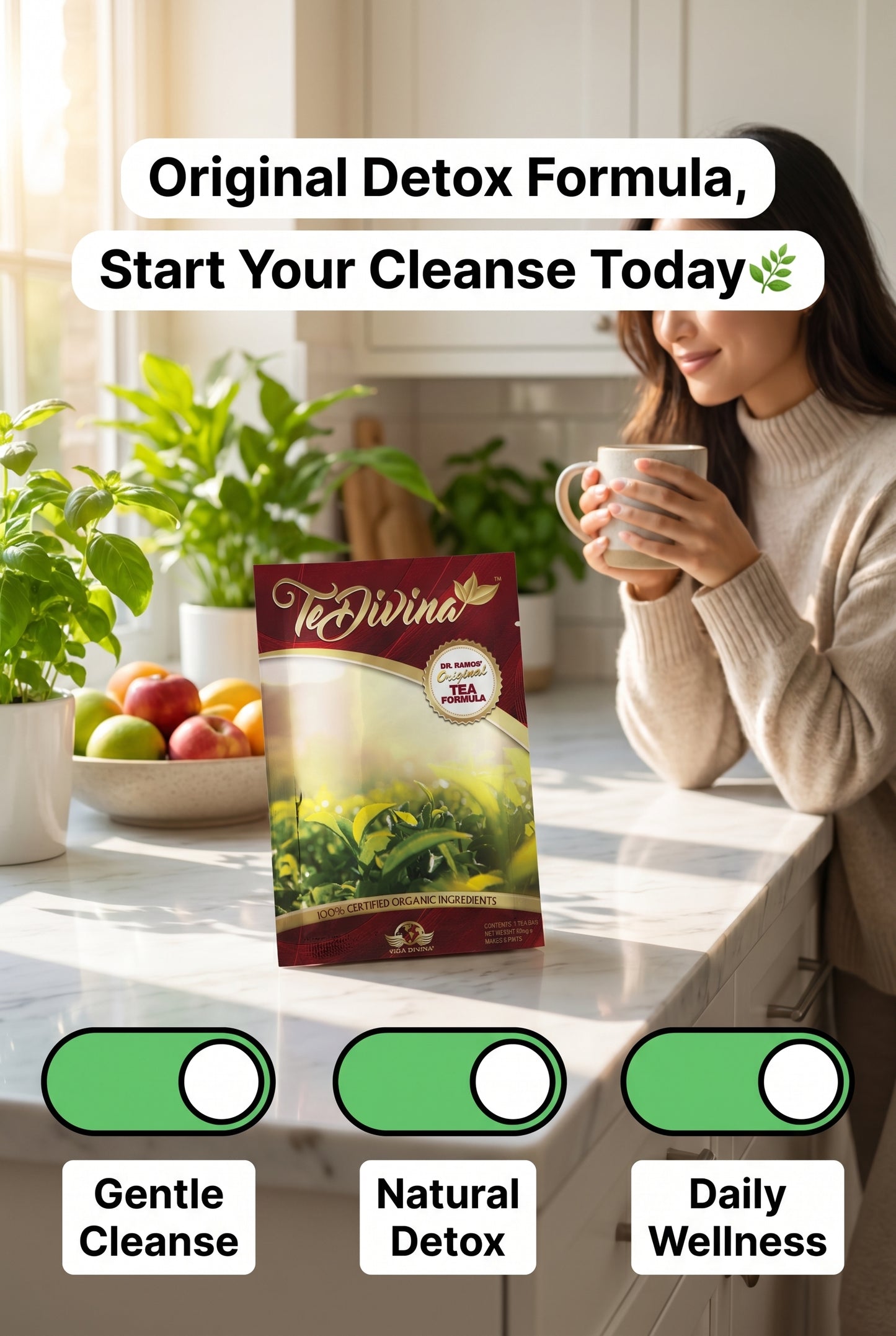 Thé détox original Te Divina pour la détoxification, le nettoyage et la perte de poids 1 sachet
