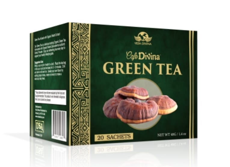 Vida Divina Café Divina Té Verde con Extracto Orgánico de Reishi Té Verde, Soporte