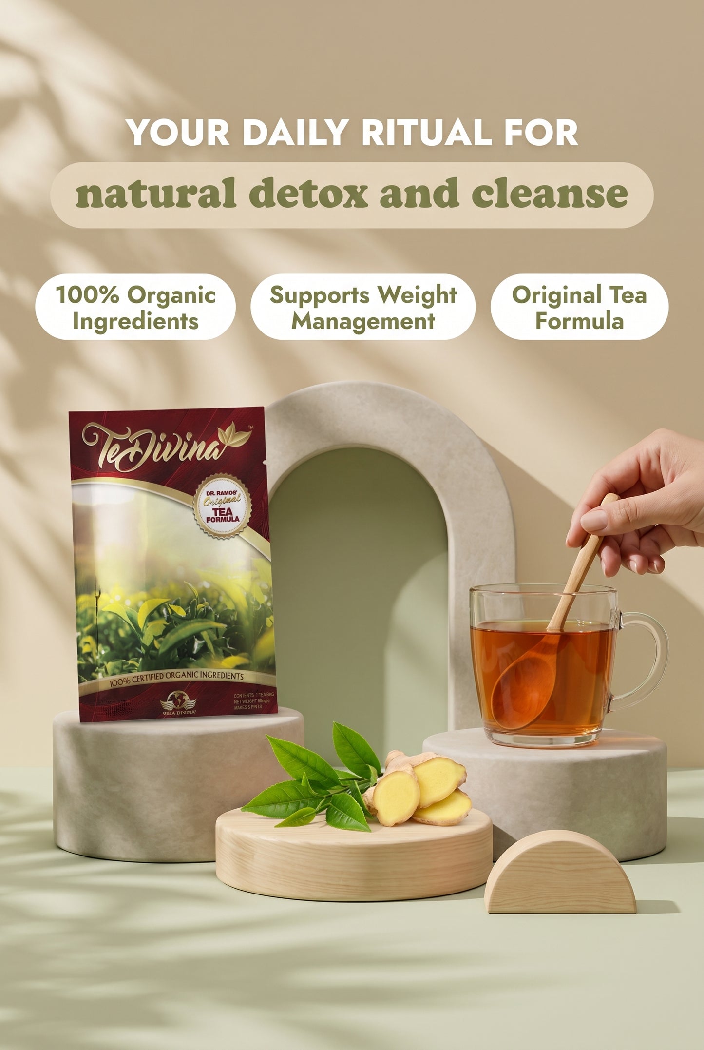 Thé détox original Te Divina pour la détoxification, le nettoyage et la perte de poids 1 sachet