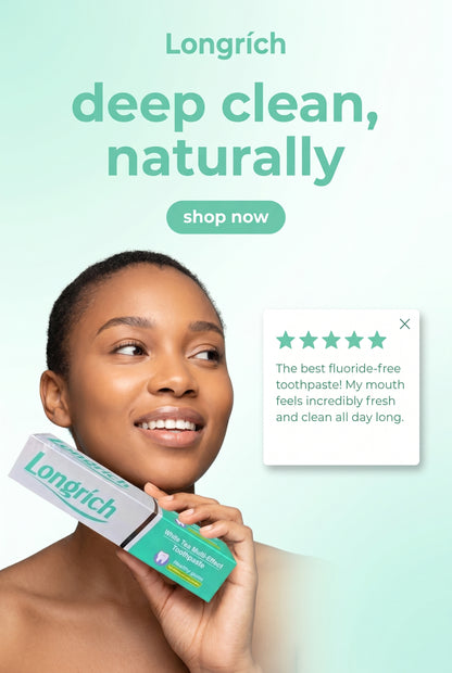Dentifrice Longrich, thé blanc, sans fluor, nettoyage en profondeur, format géant (200 g)