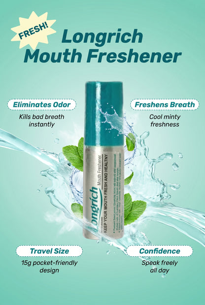 Rafraîchisseur de bouche Longrich / Élimine les odeurs buccales / Rafraîchit l'haleine 15 g / 0,53 oz