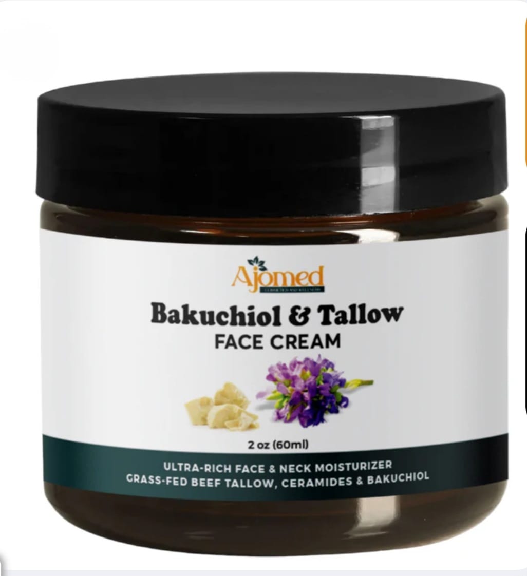 Beef tallow face cream with 2% Bakuchiol oil face moisturizer- Handmade natural retinol 2oz