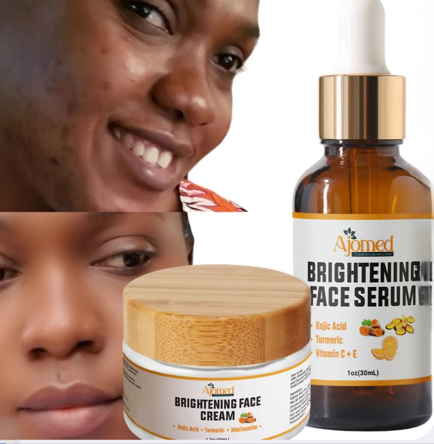 AJOMED Cosmetics and Wellness
Kojic Acid & Turmeric Brightening Neck Face Cream with Alpha Arbutin, Niacinamide and Papaya. Handmade Face cream