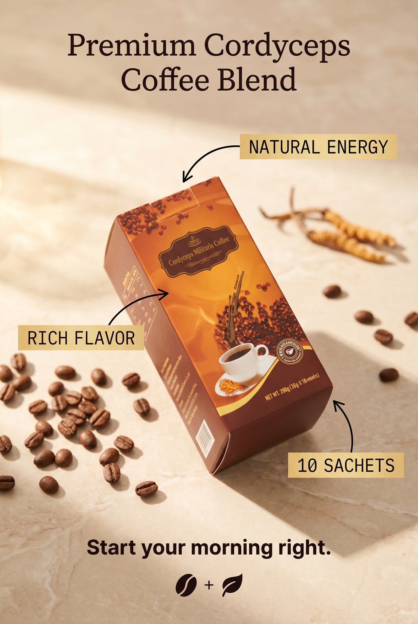 Café Longrich / Café Longrich Cordyceps Militaris (10 pièces) 18 g
