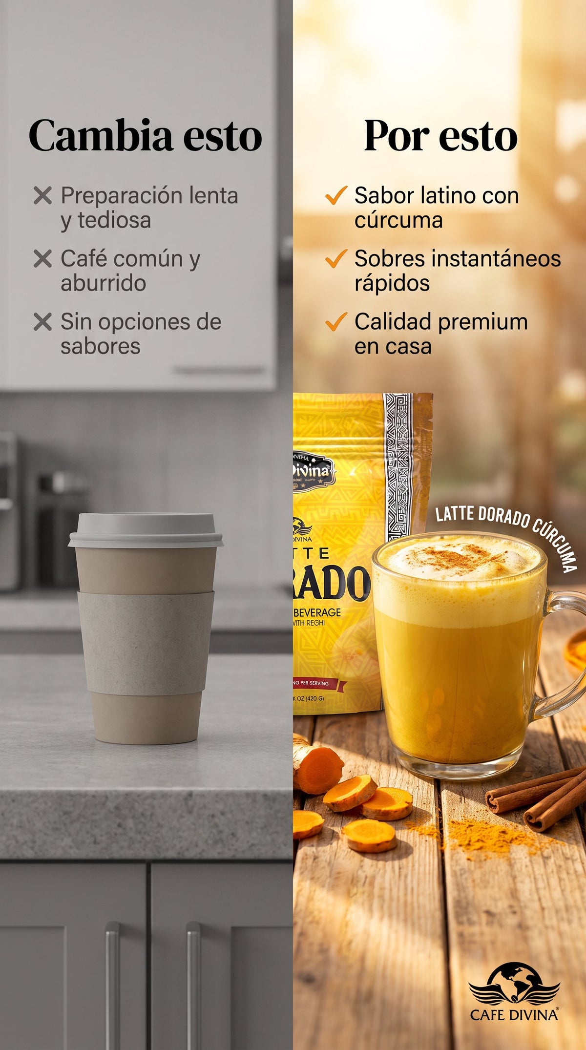 Café Dorado Latte cúrcuma - sabor latino