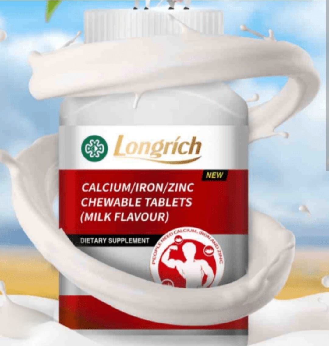 Longrich Calcium- Iron & Zinc Chewable Tablets/ Calcium Milk Flavor