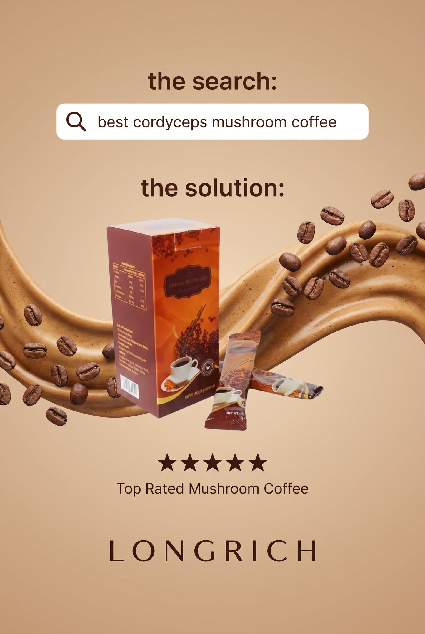 Café Longrich / Café Longrich Cordyceps Militaris (10 pièces) 18 g